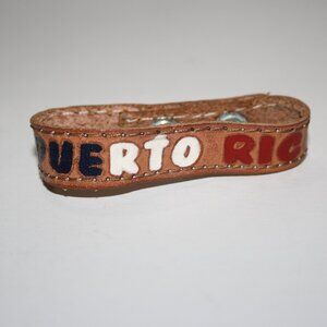 Tan leather I Love PUERTO RICO bracelet 6-7"